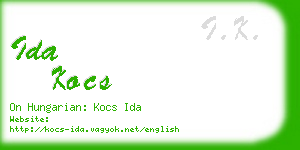 ida kocs business card